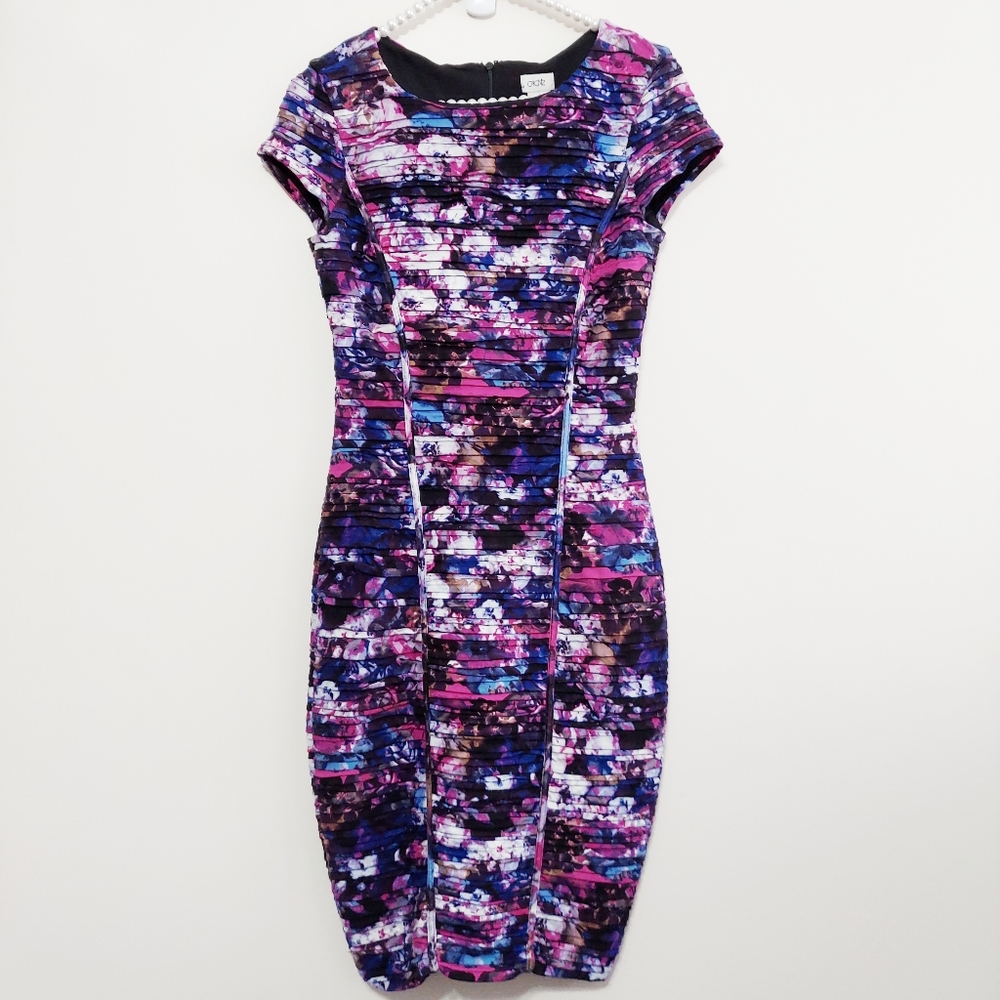 Cache Pleated Bodycon Dress